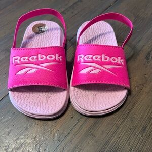 Pink Reebok slides little girl size 8